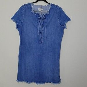 Guess Shalay lace up denim mini dress Sz 10 Blue